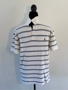 Ralph Lauren White & Navy Horizontal Stripe Polo